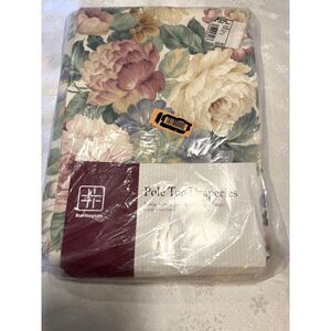 NWT VTG Burlington Pole Top Draperies Amy Floral 2 Panels 84"x84" Drapes Curtain